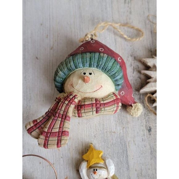 Rustic variety Angel Santa Claus snowman ornament Xmas unique set - Picture 4 of 11